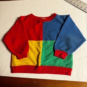 Saks VTG Real Clothes Kids Colorblock Sweatshirt Red Blue Yellow Green Crewneck